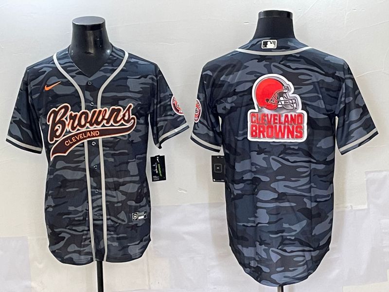 Men 2025 Cleveland Browns Blank Camo Joint Name Nike Limited NFL Jersey style 4